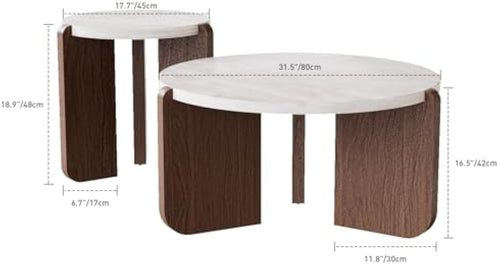 2‑Piece Faux Marble Table Set