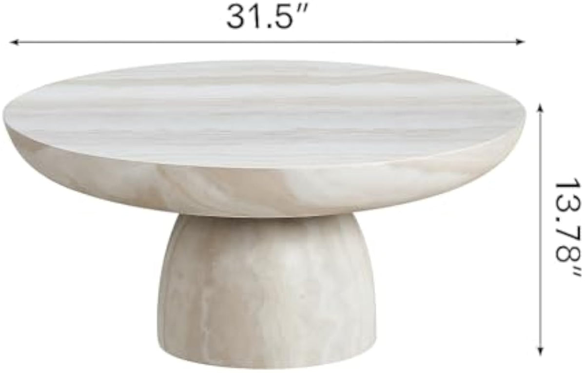 Round Faux Marble Drum Coffee Table