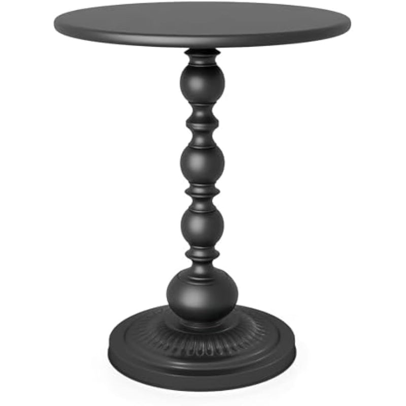 Black Metal Round Pedestal Side Table