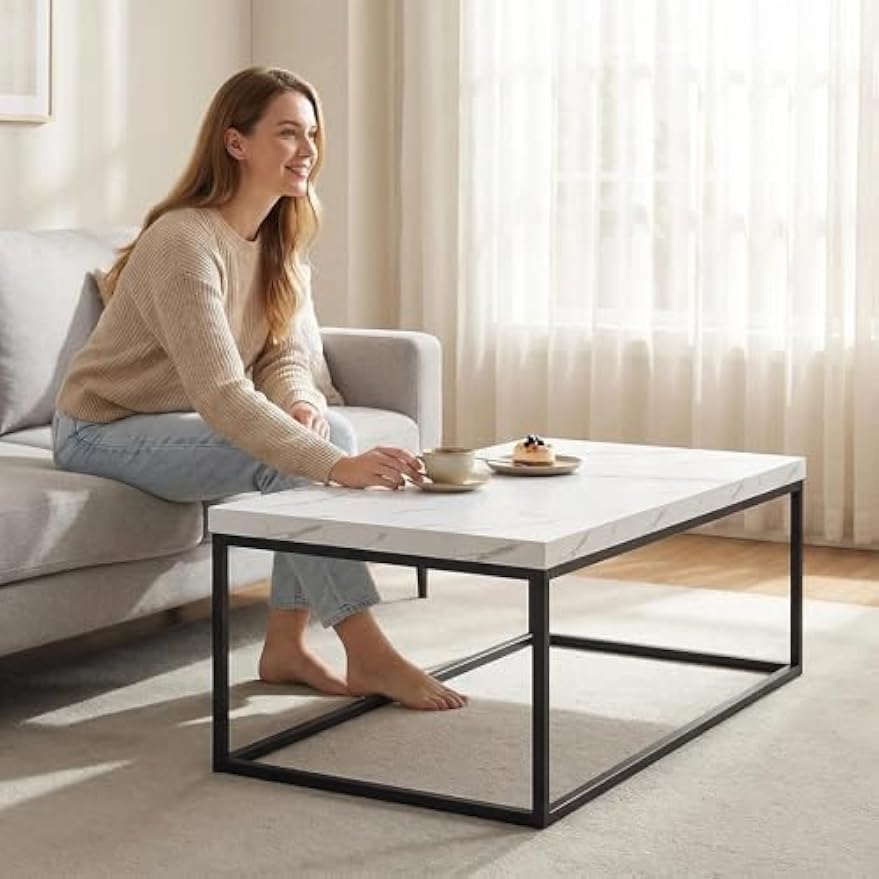 White Marble Rectangle Coffee Table