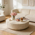 Faux Marble Round Drum Coffee Table