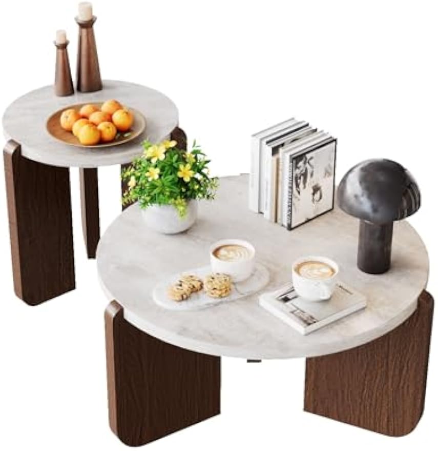 2‑Piece Faux Marble Table Set