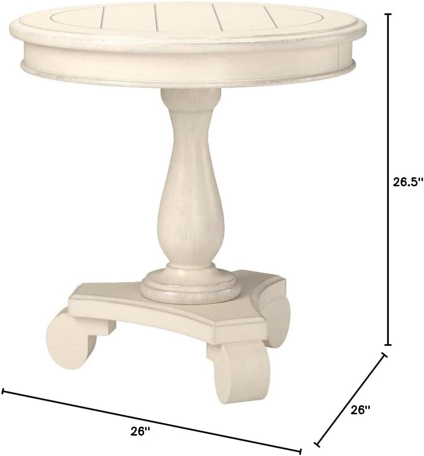 Rene Antique White Round Side Table