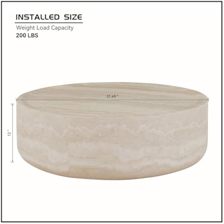 Faux Marble Round Drum Coffee Table
