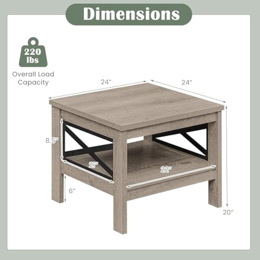 2‑Tier Square End Table