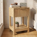 Mid‑Century Fluted Solid Wood Nightstand