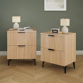 Set‑of‑2 Fluted Wood Nightstands
