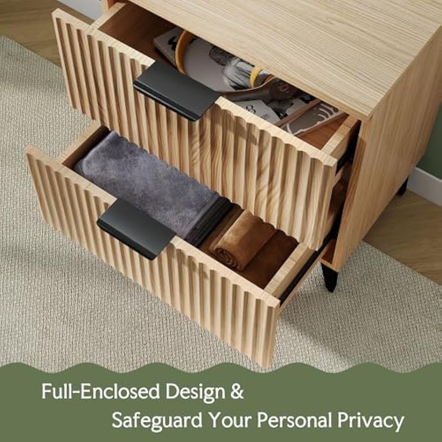 Set‑of‑2 Fluted Wood Nightstands