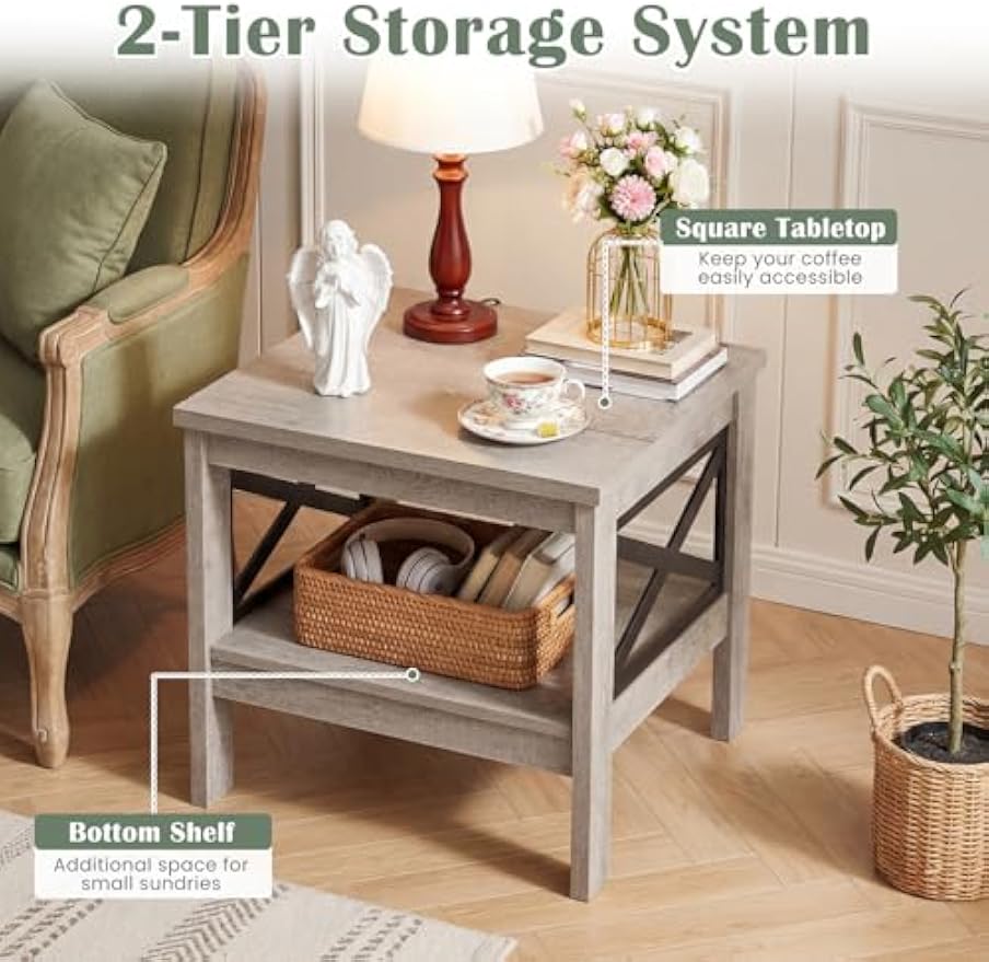 2‑Tier Square End Table