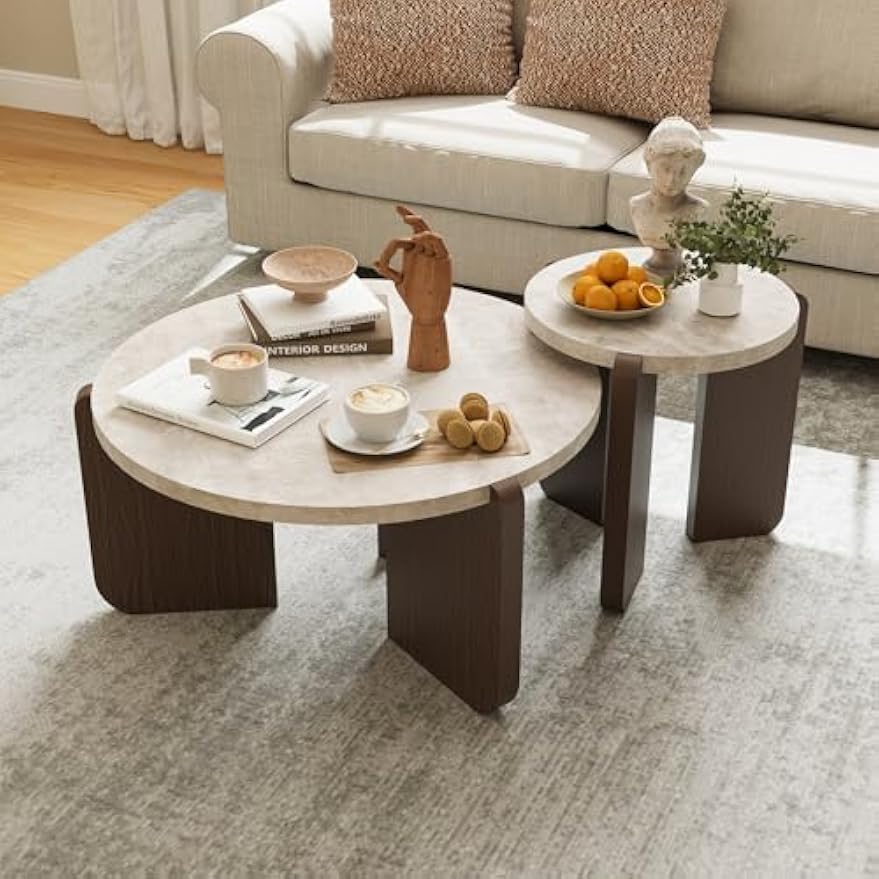 2‑Piece Faux Marble Table Set