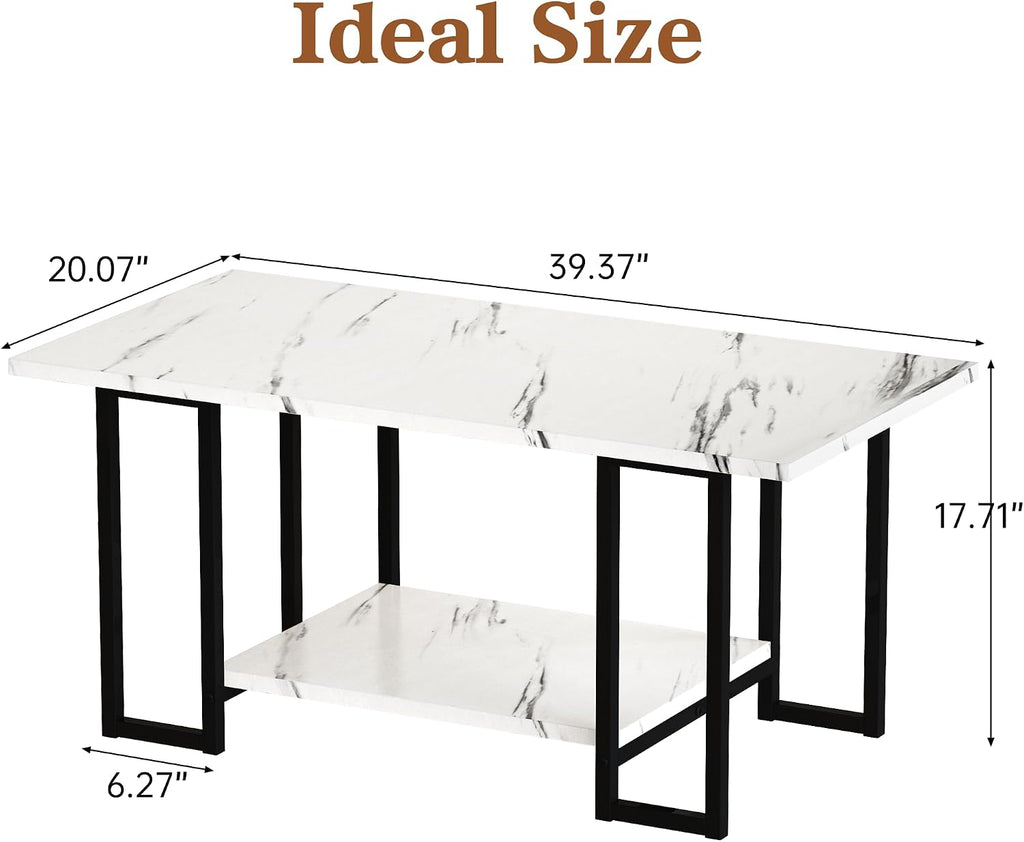 2‑Tier Faux Marble Coffee Table