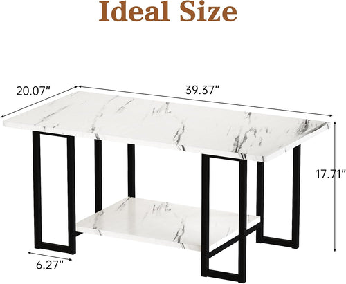 2‑Tier Faux Marble Coffee Table