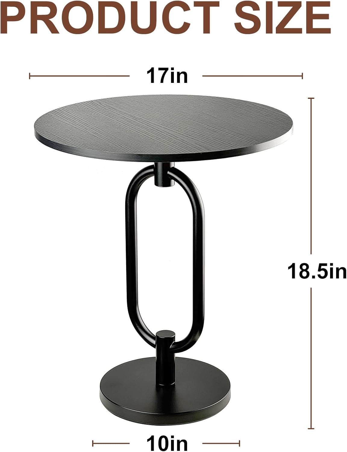 Black Round Side Table with Marble Base