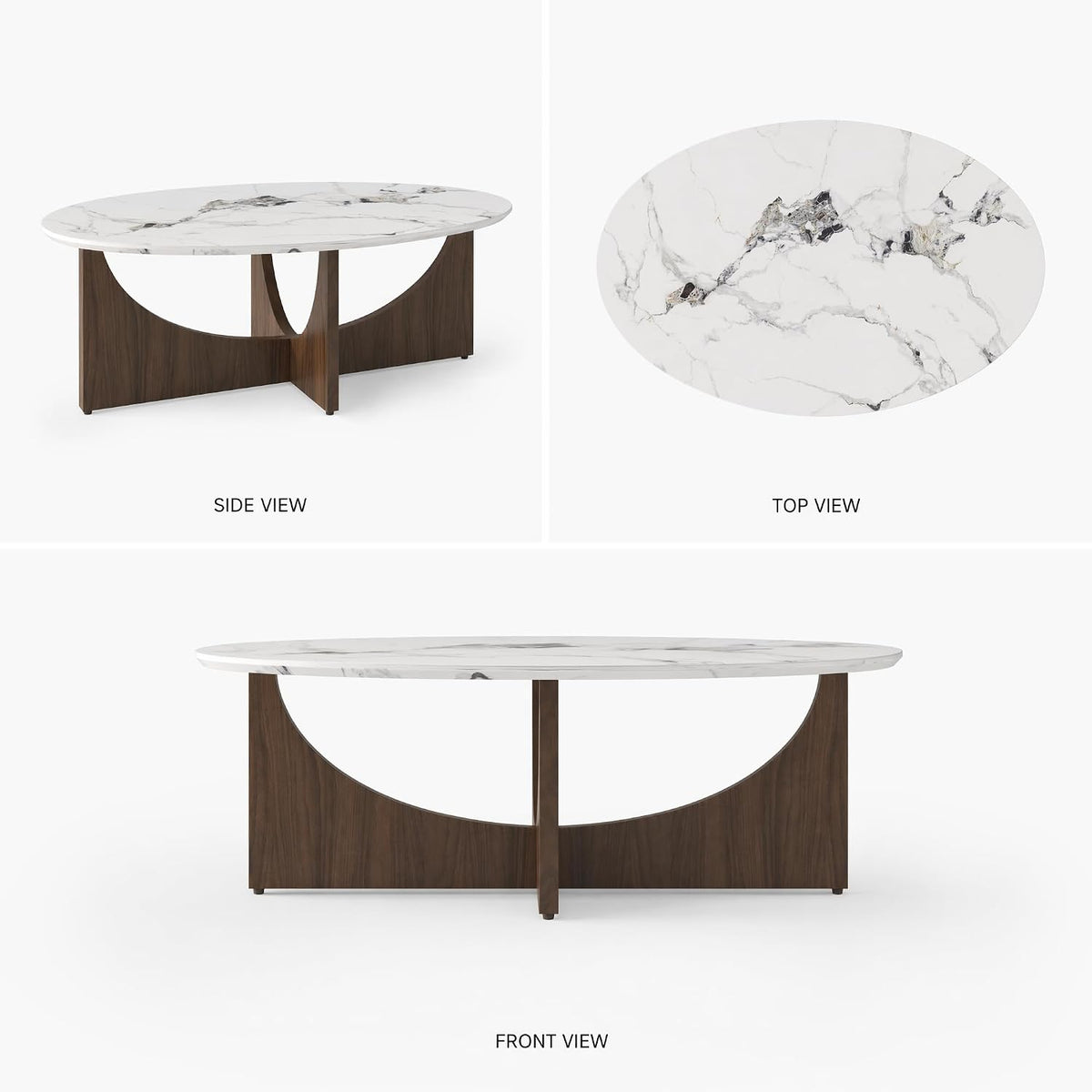 Oval Faux Marble Coffee Table