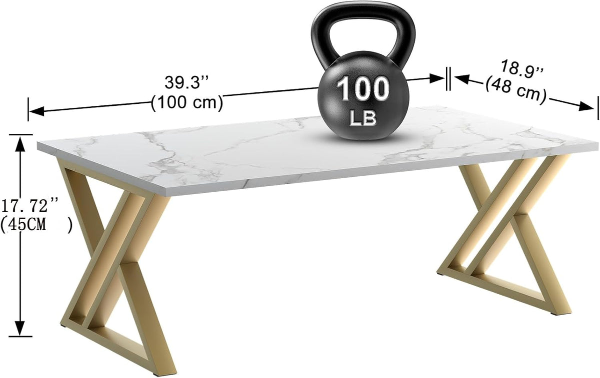 Faux Marble Coffee Table Gold Frame