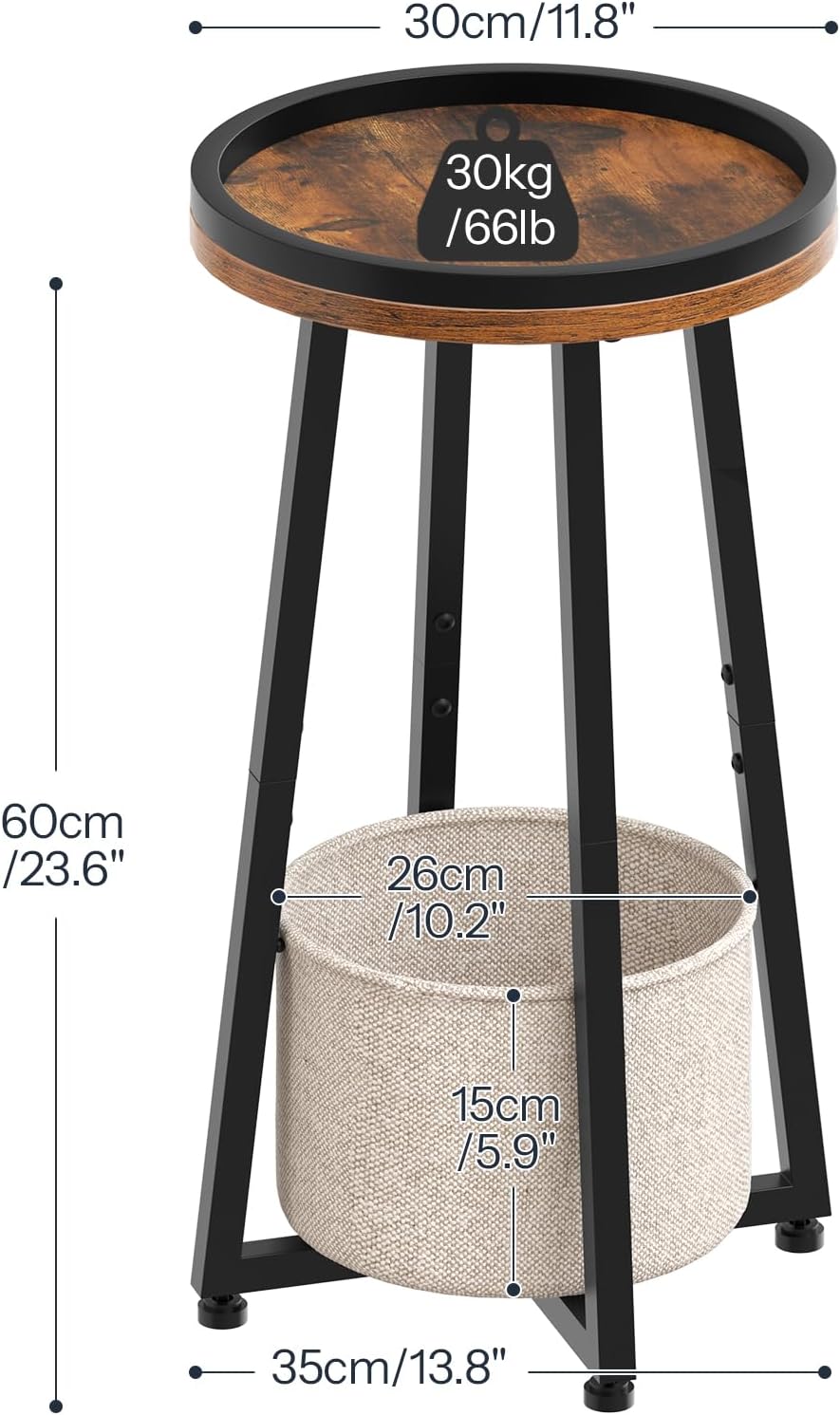2‑Tier Round Side Table