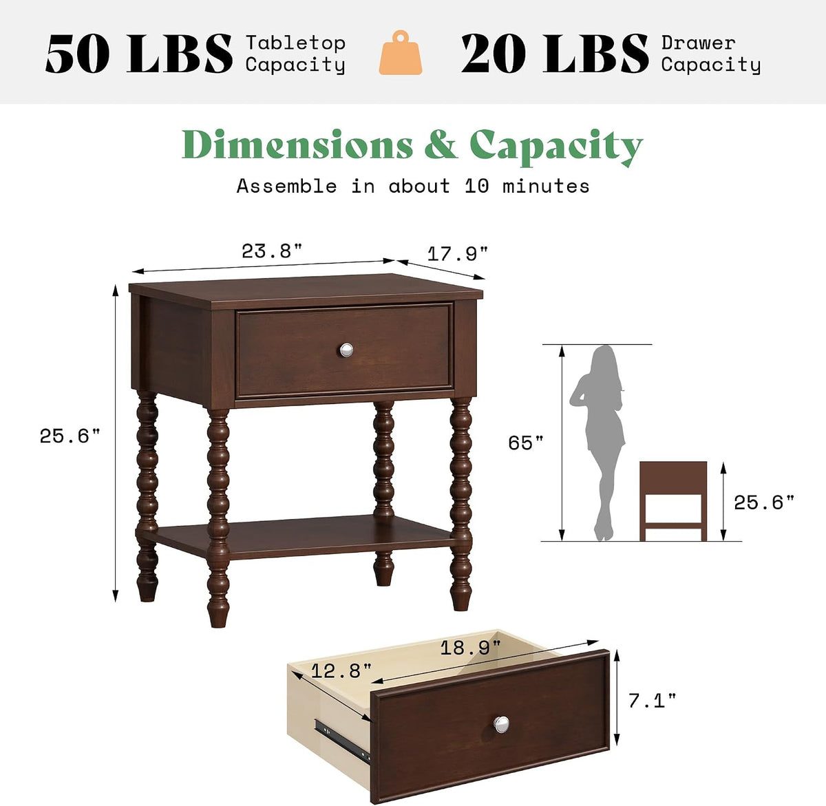 Set‑of‑2 Wood Nightstands
