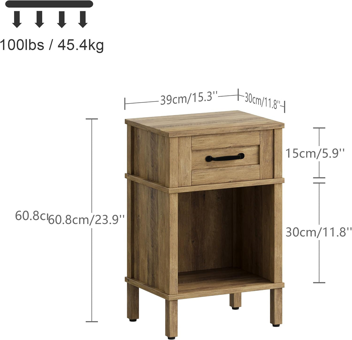 Rustic Wood Drawer Nightstand