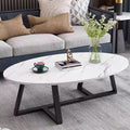 White Faux Marble Oval Coffee Table