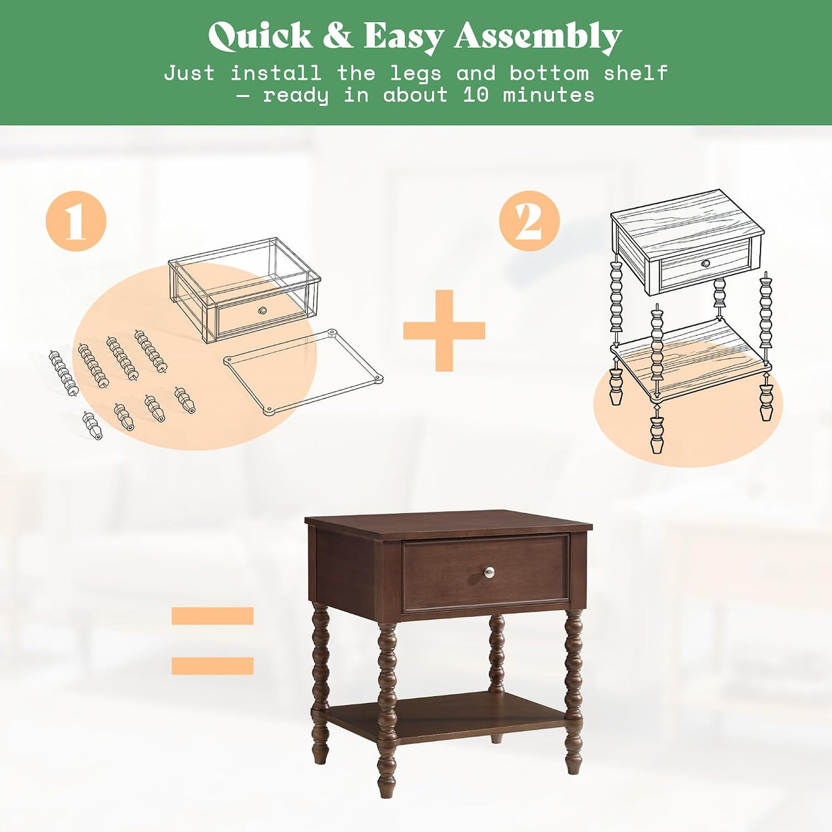 Set‑of‑2 Wood Nightstands