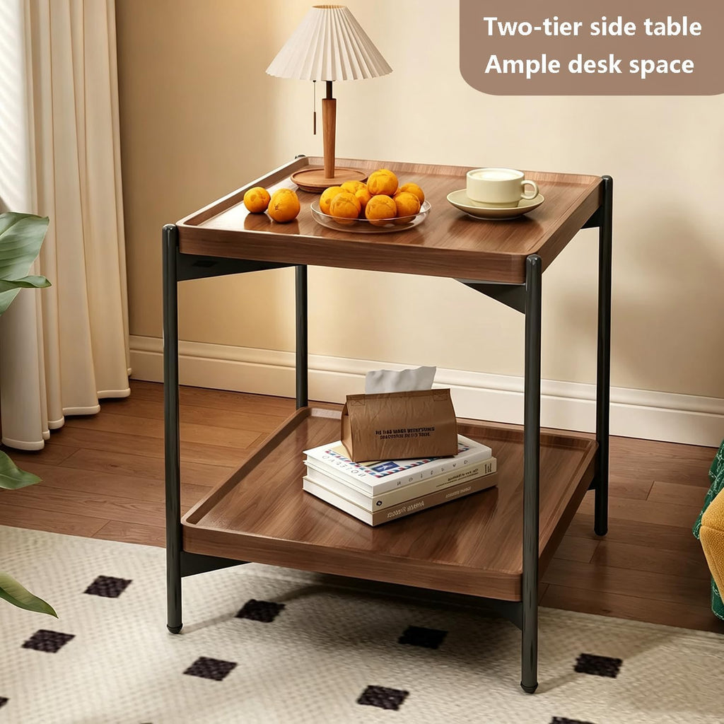 2‑Tier Square Rustic End Table