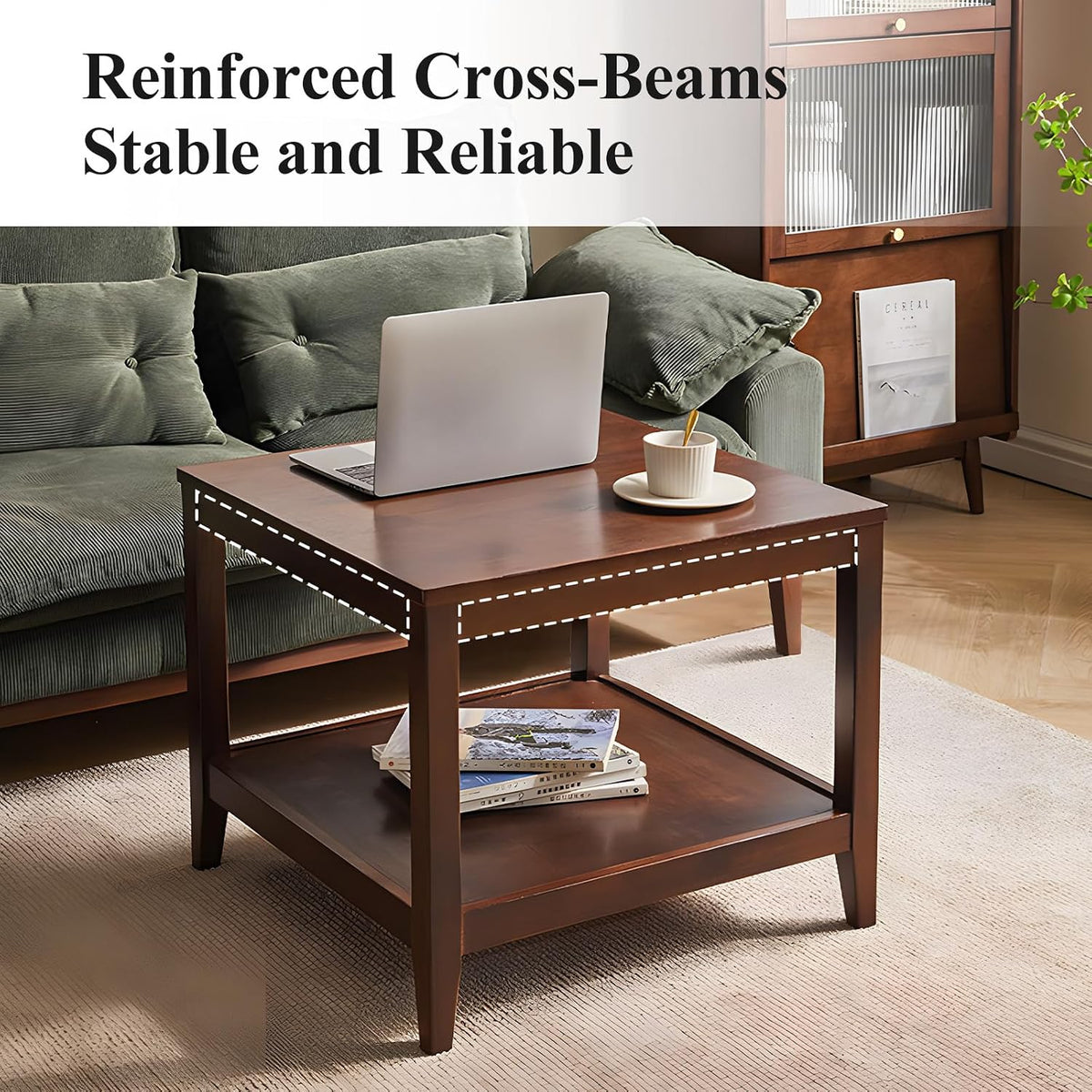 Solid Wood 2‑Tier Square End Table