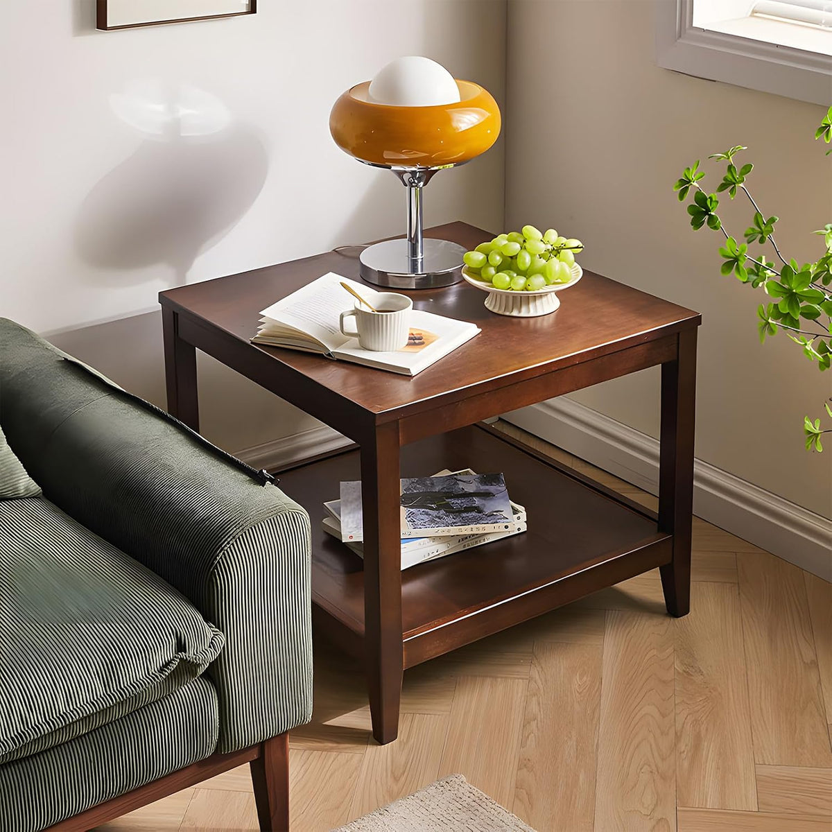 Solid Wood 2‑Tier Square End Table