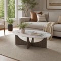 Oval Faux Marble Coffee Table