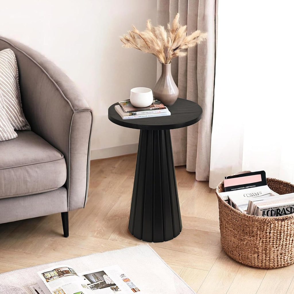 Fluted Drum Pedestal Side Table