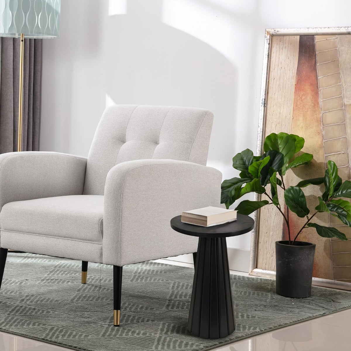 Fluted Drum Pedestal Side Table