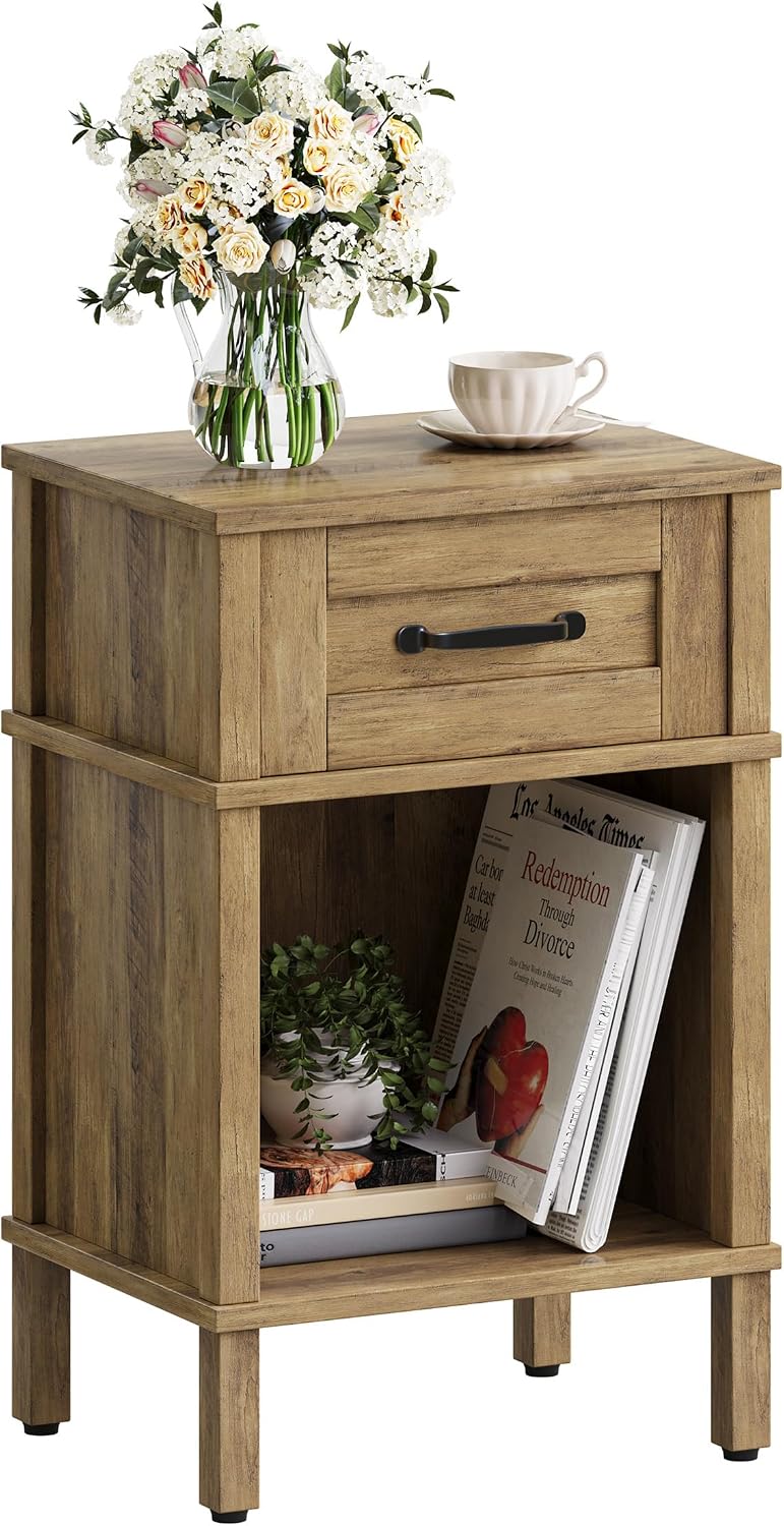 Rustic Wood Drawer Nightstand