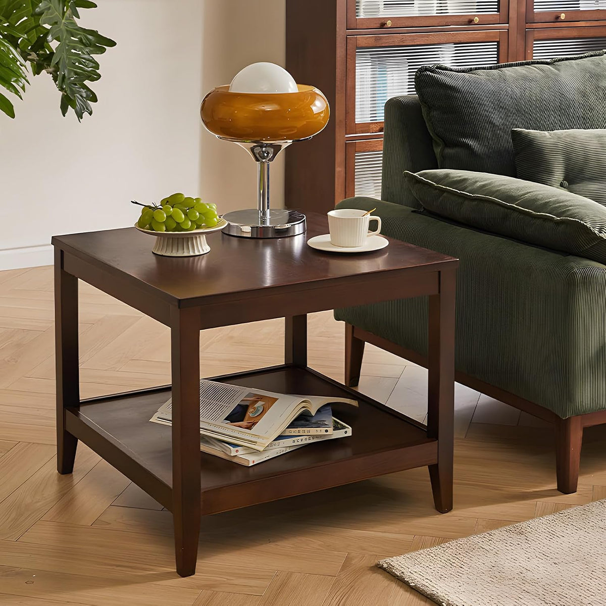 Solid Wood 2‑Tier Square End Table